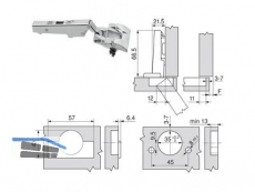 Standardscharnier Clip Top 110 Inserta Eckanschlag 71T3590 9001403