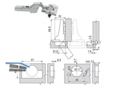 Standardscharnier Clip Top 110 o. Feder Inserta Mittelanschlag 70T3690.TL