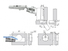 Standardscharnier Clip Top 110 Schraub Eckanschlag 71T3550 8946093