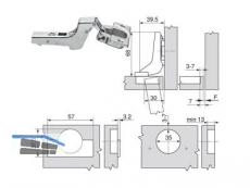 Standardscharnier Clip Top 110 o. Feder Anschraub Innenanschlag 70T3750.TL