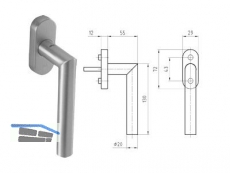 Fenstergriff 50001/51001CF Gehrung Dorn 7,0 x 35 mm Edelstahl 401902