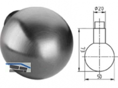 Kugelknopf 5825 drehbar 9,0 mm ohne Rosette Edelstahl 403092
