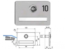 Namensschild 6180 mit Trspion TS 38-58 Edelstahl matt 400034