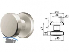 Trknopf 3254L/7048TFH o.Schrauben/Stift einseitig fix Edelstahl