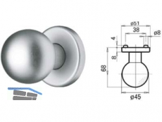 Trknopf 3154a/648AFH o. Schrauben/Stift paarweise fix Alu F1