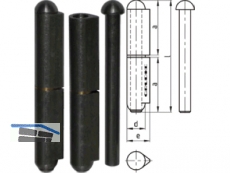 Bandrolle 135 x 18 mm mit losem Stift ausziehbar Stahl blank