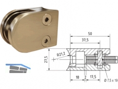 Glashalter Edelstahl finish 50x40 mm fr Rohr 42,4 mm ohne Gummieinlage