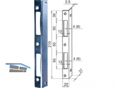 Sicherheitsschliessblech HBS eckig 210 x 22 mm mit Bombierung blau verzinkt