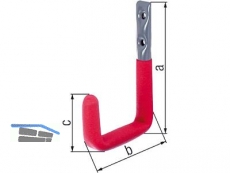 Wandhaken mit Gummierung 120x 83x48 mm 25 kg  12 mm verzinkt/Gummierung rot