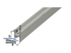 H-Profil Aluminium eloxiert 1000x9,1x12x6,5x1,3mm, 473914