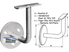 Handlauftrger mit gewlbter Platte Stift  12 mm Edelstahl SB