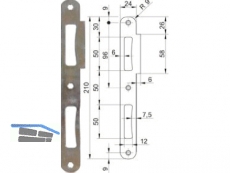 Schliessblech WG 3/DRB rechts mit Bombierung 210 x 24 mm Edelstahl