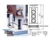 Einbausteckdosenelement EVOline Port C. 3-fach, Alufarbig 668606