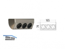 Steckdosenelement EVOline Dock,Unterbau 3-fach, Edelstahl 7730710