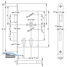 Fluchttrschloss 2328 fr 2 PZ, 1-flg, Funk. E, links, Edelstahl