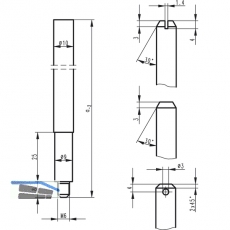 Treibriegelstange BKS 9006, 1487 mm, f. unten, Stahl verzinkt