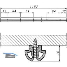 Kabelschiene Prisma, Lnge 1152 mm, Kunststoff schwarz