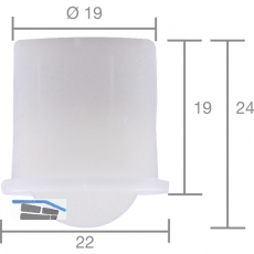 Kugelrolle 0 soft  19 mm,Tiefe 19 mm, Kunststoff wei