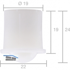 Kugelrolle 0  19 mm, Tiefe 19 mm, Kunststoff wei