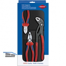 KNIPEX Zangenset 3-teilig Kombizange, Seitenschneider, Wasserpumpenzange