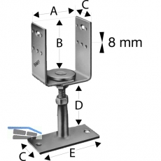 SIMPSON Sttzenfuss PVDB 80G-B hhenverstellbar feuerverzinkt mit Zulassung