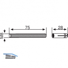 Gewindestift fr PT 30 Mundus, M 8 m. Dbel, Stahl verzinkt (03.134)