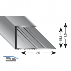 Gleitabschlussprofil U Alu silber eloxiert 15/2700 mm