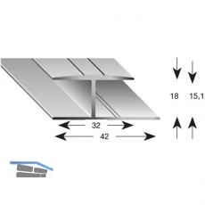 Gleitabschlussprofil H Alu silber eloxiert 15/2700 mm