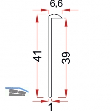 Arbeitplatte-Abschlussprofil zum Anschrauben L 630 mm, Aluminium silber eloxiert