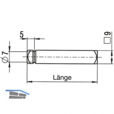 Drckerstift einseitig fr Standflgel 7676, 55 mm, Stahl verzinkt