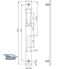 Schlieblech BKS B 9000 0785, 270 x 24 mm, U-Stulp 6 mm, Edelstahl