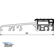 Balkontrschwelle Eifel TB-90, 6000 mm, silber eloxiert/grau