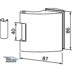 Trband Flgelteil DORMA Arcos Office 25.230, Glas 8-10 mm, silber eloxiert