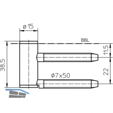 Trband Rahmenteil V 4400 GL, Bandhhe 38,5 mm, Stahl verzinkt