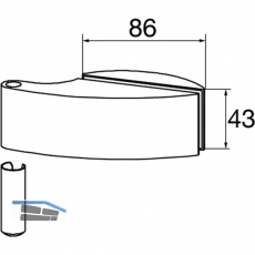 Trband Flgelteil DORMA Studio Arcos 24.236, Glas 10 mm, silber eloxiert