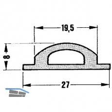 Dichtung zu Halteprofil oben u. unten, Kunststoff ATPK schwarz, auf Ma