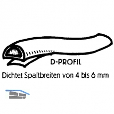 Dichtungsprofil selbstklebend, Typ D, Kunststoff braun, 1 Stck = 7,5 Meter