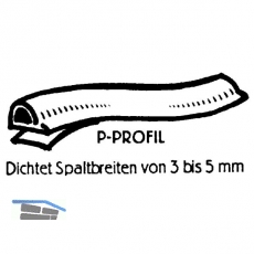 Dichtungsprofil selbstklebend, Typ P, Kunststoff wei, 1 Stck = 7,5 Meter