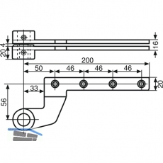 Zapfenband DORMA 7411 K/56 f. stumpfe Holztren m. Trhebel, Stahl verzinkt