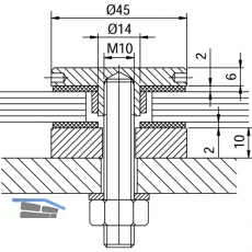 Glaspunkthalter Punkt 45, 8 - 20 mm Glas, Edelstahl