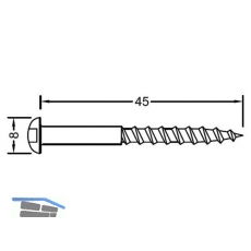 Flachkopf-Holzschraube fr Basisprofile 4,0 x 45 mm, Edelstahl