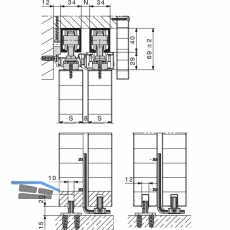 Teleskopbeschlag HAWA-Telescopic 80/2, 2-flg. Flgelb. 500-1200 mm