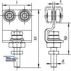 Rollapparat HELM 386 zweipaarig mit Drehlager, Stahl gelb passiviert