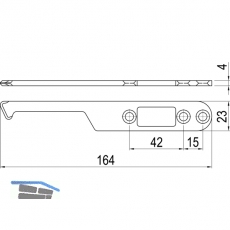 IMH-ABS Mitnehmerhaken SF, 164 x 23 x 4 mm, universal, DIN, schwarz verzinkt