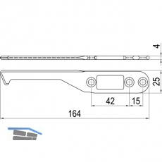 IMH-ABS Mitnehmerhaken SF, 164 x 25 x 4 mm, universal, DIN, schwarz verzinkt