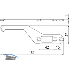 IMH-ABS Mitnehmerhaken SF, 164 x 47 x 4 mm, universal, DIN, schwarz verzinkt