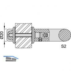 KWS Befestigungszubehr S2 - 20mm, M 6 x 45, Edst.