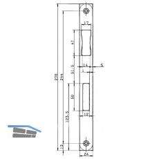 Schlieblech BKS B 9000 0402, 270 x 24 mm, Stulp flach eckig, Edelstahl