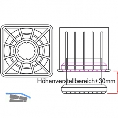 Tischfu Ersatz-Einzelteile Quadra 60 x 60 mm, Verstellteller unten