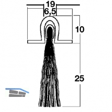 Trdichtungsbrste m. U-Profilleiste, 2000 mm, Borsten schwarz,dunkelbraun elox.